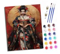 XXHXIE Paint by Numbers Paint by Numbers for Adults Beginners 40 x 50 cm Samurai Japanese Girl Adults Paint by Numbers with Paint Brushes DIY Painting for Home Decoration Without Frame