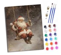 XXHXIE Paint by Numbers Paint by Numbers for Adults Beginners 40 x 50 cm Santa Claus on The Swing Adults Paint by Numbers with Paint Brushes DIY Painting for Home Decoration Without Frame