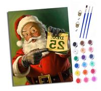 XXHXIE Paint by Numbers Paint by Numbers for Adults Beginners 40 x 50 cm Santa Claus Points to The Date Adults Paint by Numbers with Paint Brushes DIY Painting for Home Decoration with Frame