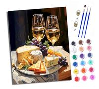 XXHXIE Paint by Numbers Paint by Numbers for Adults Beginners 40 x 50 cm Wine and Cheese Platter Adults Paint by Numbers with Paint Brushes DIY Painting for Home Decoration Without Frame