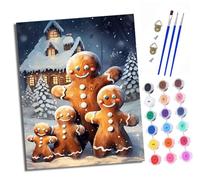 XXHXIE Paint by Numbers Paint by Numbers for Adults Beginners 40 x 50 cm Winter Gingerbread Man Adults Paint by Numbers with Paint Brushes DIY Painting for Home Decoration Without Frame