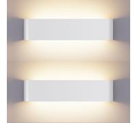 XXINLOOY Indoor LED Wall Light 24W/16.14 inch, Up Down Wall Sconce, 3 CCT Adjustable with Memory Function, Slim Aluminium White Wall Lamp, Key Switch for Living Room Hallway Staircase (White-2)