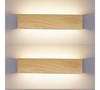 XXINLOOY Indoor LED Wall Light 24W/16.14 inch, Up Down Wall Sconce, 3 CCT Adjustable with Memory Function, Slim Aluminium White Wall Lamp, Key Switch for Living Room Hallway Staircase (Wood Grain-2)