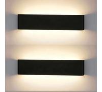 XXINLOOY LED Wall Lights Indoor 24W 16" 3 CCT Alu Wall Lamp Black 2 Pcs | Up and Down Wall Light,for Bedroom Bathroom Living Room Hallway Kitchen Corridor Stairs
