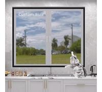XXIUDEE Custom Size Protective Window Mesh for Cats, Fly Screen with Double Zipper, Cat Safety Netting, Self-Adhesive Insect Mesh Curtain, Anti Mosquito Netting