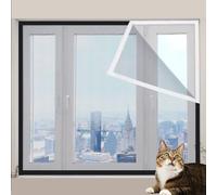 XXIUDEE Custom Size Window Screen Mesh, Self-Adhesive Cat Window Mesh, Double Zipper Cat Safety Net, Semi-Transparent Fly Screen, Fly Insect Mosquito Netting