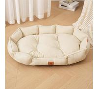 XXIUDEE Extra Large Dog Crate Bed, Washable Large Dog Cat Bed Indoor, Cozy Pet Sofa with Anti Slip Bottom, Anti-Anxiety Pet Pillow Cushion for All Season (90 * 60 * 16cm,Off White)