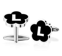 XXKOTWA Initail Cuff Links for Mens French Cuff Drsee Shirts,26 Alphabet Stainless Steel Cufflinks for Men, Business Wedding Shirts A-Z, L, Stainless Steel, no gemstone