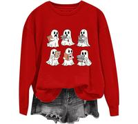 (XXL, 003* Red) Halloween Sweatshirts for Women UK Ladies Tops Funny Graphic Oversized Pullover Sweatshirt Ghost Print Fall Shirts Loose Blouse Baggy Jumper Hoodie Tr