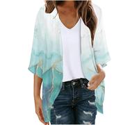 (XXL, 031* Green) Cardigans for Women UK Women's Floral Print 3/4 Sleeve Open Front Kimono Cardigan Loose Cover Ups Casual Tops Trendy Lightweight Chiffon Blouse Hawaii