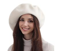 XXL 100% Wool French White Beret Hats for Women Man Painter hat Classic Painter's Hat Girl Solid Color Classic, White, M