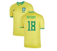 Brazil Men's 2022 - 2023 Home Shirt - Antony 18 in Yellow | Size: 2XL Brazil Yellow 2XL