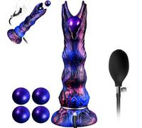 XXL 20cm Fantasy Ovipositor Dildo with Knot - Inflatable Alien Dragon Design with 4 Silicone Eggs, Large Textured Anal Plug with Suction Cup, BDSM Fantasy Toy for Men, Women & Couples (B)