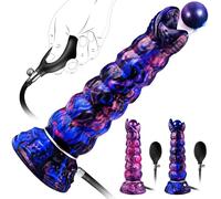 XXL 21cm Fantasy Ovipositor Dildo with Knot - Inflatable Alien Dragon Design with 4 Silicone Eggs, Large Textured Anal Plug with Suction Cup, BDSM Fantasy Toy for Men, Women & Couples (B)