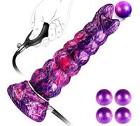 XXL 21cm Fantasy Ovipositor Dildo with Knot - Inflatable Alien Dragon Design with 4 Silicone Eggs, Large Textured Anal Plug with Suction Cup, BDSM Fantasy Toy for Men, Women & Couples (A)