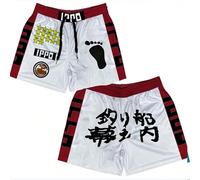 (XXL, 3DTHKI227-red) Anime Men's Gym Shorts 3D Printed Shorts Quick Dry Mesh Casual Board Shorts for Summer to Jogging Fitness Basketball