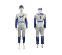 (XXL) Adults Cosplay Bodysuit Rocketman Elton John Costume Baseball Uniform Jumpsuit With Cap Hat Belt Halloween Carnival Fancy Party