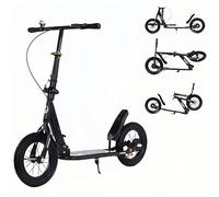 XXL Big Wheel Adult City Scooter, Foldable, Black, Carbon Steel Frame, 330 lbs Weight Capacity, Urban Commuting & Kid's Transportation