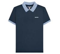(XXL, Black) Lambretta Mens Gingham Collar Big & Tall Polo Shirt