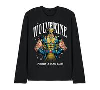 (XXL, Black) Marvel Womens/Ladies Merry Xmas Bub! Wolverine Long-Sleeved T-Shirt