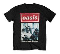 (XXL, Black) Oasis Cigarettes and Alcohol Single Cover T Shirt