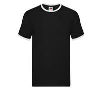 (XXL, Black/White) Fruit of the Loom Mens Ringer Contrast T-Shirt