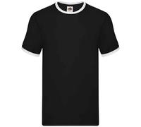 (XXL, Black/White) Fruit of the Loom Mens Ringer Contrast T-Shirt