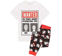 (XXL, Black/White/Red) Rick And Morty Mens Wanted Poster Pyjama Set