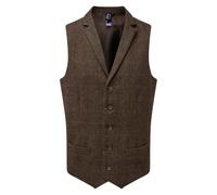(XXL, Brown) Premier Mens Herringbone Waistcoat