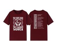 (XXL, burgundy) They Didn't Burn Witches They Burned Women T-Shirt Feminist Witch T Shirt Short Sleeve Graphic Tees Women's Rights Tshirt Tops