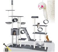 Tectake Cat Tree Snooky - 234 To 261 Cm, Sisal Cat Scratching Post - Grey