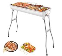 XXL Charcoal Barbecue, Portable Charcoal Grill, Stainless Steel Folding Barbecue, Outdoor Charcoal Barbecue, Standing Grill, Folding Grill (73 x 28 x 76 cm)