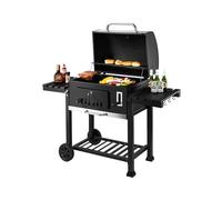 XXL Charcoal BBQ Grill - Includes two Foldable side tables Charcoal BBQ ? Barbecue with Warming Rack, Adjustable Height, Temperature Gauge, Ash Tray,