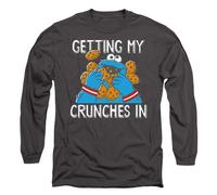 (XXL, Charcoal) Sesame Street Unisex Adult My Crunches Cookie Monster Long-Sleeved T-Shirt