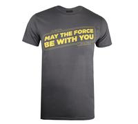 (XXL, Charcoal/Yellow) Star Wars Mens May The Force Be With You T-Shirt