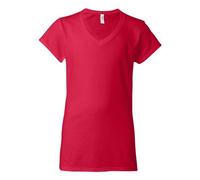 (XXL, Cherry Red) Gildan Womens/Ladies Soft Touch V Neck T-Shirt