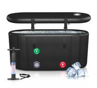 XXL Cold Plunge Tub for Athletes, Compatible with Water Chillers, 195 Gallon Inflatable Cold Plunge with Insulated Lid, Portable Ice Plunge Bathtub for Adult, Ice Tub Outdoor for Cold Water Therapy(C)