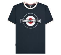 (XXL, Dark Navy/Silver) Lambretta Mens SS25 Ringer Logo T-Shirt