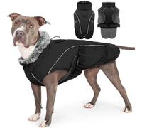 XXL Dog Coat, Large Waterproof Dog Coat Toasty Winter Jacket Cold Weather Labrador Doberman Golden Retriever Suitable for Different Breeds(Black, 2XL)