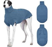 XXL Dog Sweater, Pet Winter Fall Warm Pullover Dog Sweaters for Large Dogs Girls Boys, Pet Turtleneck Knitted Sweatshirt Greyhound, Blue 2XL