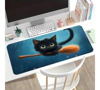 XXL Extended Desk Mouse Pad 35.4x15.7x0.12 inch, Fantasy Animals Cats Mouse Mat, Anti-Slip Stitched Edge Big Keyboard Pad for Gaming & Office Desktop