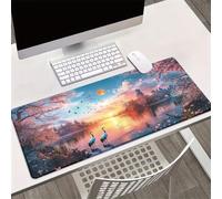 XXL Extended Gaming Mouse Pad 31.5x11.8x0.08 inch Animals Sunset Lake Large Mouse Mat, Non-Slip Rubber Base, Smooth Precision Tracking Surface Mousepad for Gamers Home Office
