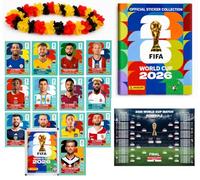XXL Fan Starter Set World Cup 2026 - Original Panini Sticker Album & Stickers, Extra 1x Match Schedule & 3x Germany Wristbands (1 Bag / 13 Sticker Set) Private Label Bundle
