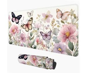 XXL Gaming Mouse Mat, Large Desk Pad, Flower & Pink 70 x 30 cm 1D#1107
