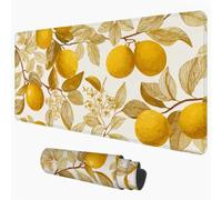 XXL Gaming Mouse Mat, Large Desk Pad, Yellow & Leaf 90 x 40 cm 1D#239
