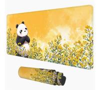 XXL Gaming Mouse Mat, Large Desk Pad, Yellow & Panda 90 x 40 cm 1D#557
