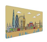 XXL Gaming Mouse Pad (1000x500x2mm) - London Skyline Desk Pad -Rubber Base for Zero Slip - Micro-Textured Surface for Esports & Live Streaming