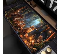 XXL Gaming Mouse Pad 35.4x11.8x0.08 inch, Extended Large Desk Mat with Stitched Edges & Non-Slip Rubber Base for Office Home (Animal Fox)