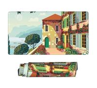 XXL Gaming Mouse Pad 40x75cm, Mediterranean Summer Large Desktop Mouse Mat with Non-Slip Rubber Base, Waterproof & Stitched Edges for Gaming/Office