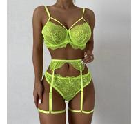 (XXL, green) European & American Sexy Christmas Lingerie Set: Lace Bondage Leg Rings & Nightclub Style Three-Piece